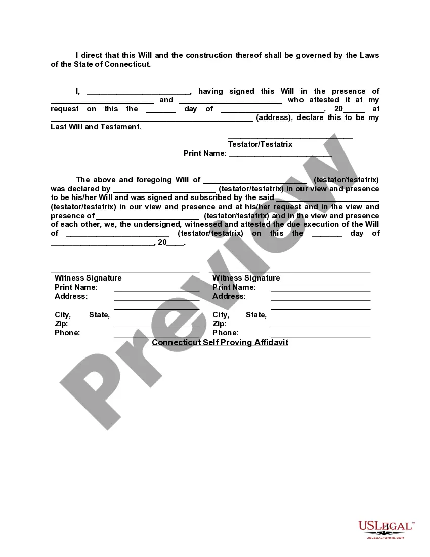 Preview Last Will and Testament with All Property to Trust called a Pour Over Will