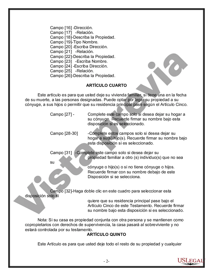 Preview Última voluntad y testamento para otras personas