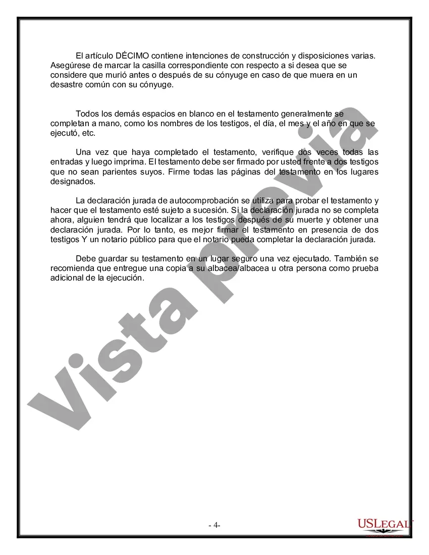 Preview Última voluntad y testamento para otras personas