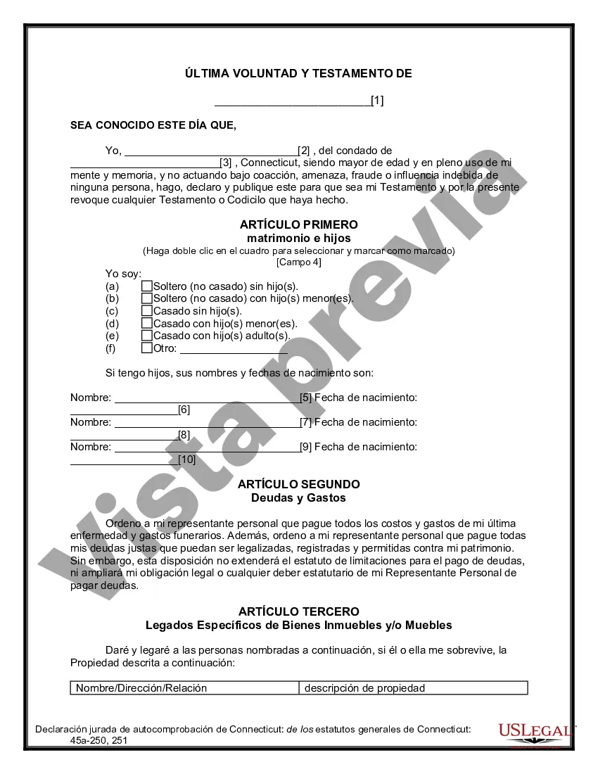 Preview Última voluntad y testamento para otras personas