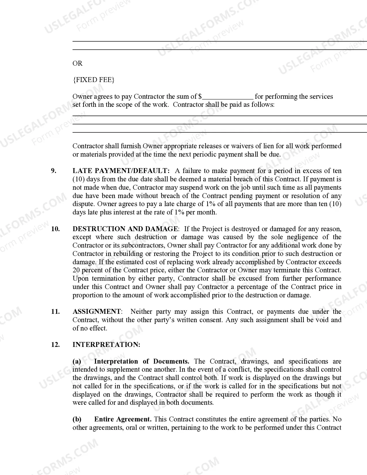 Preview Painting Contract for Contractor