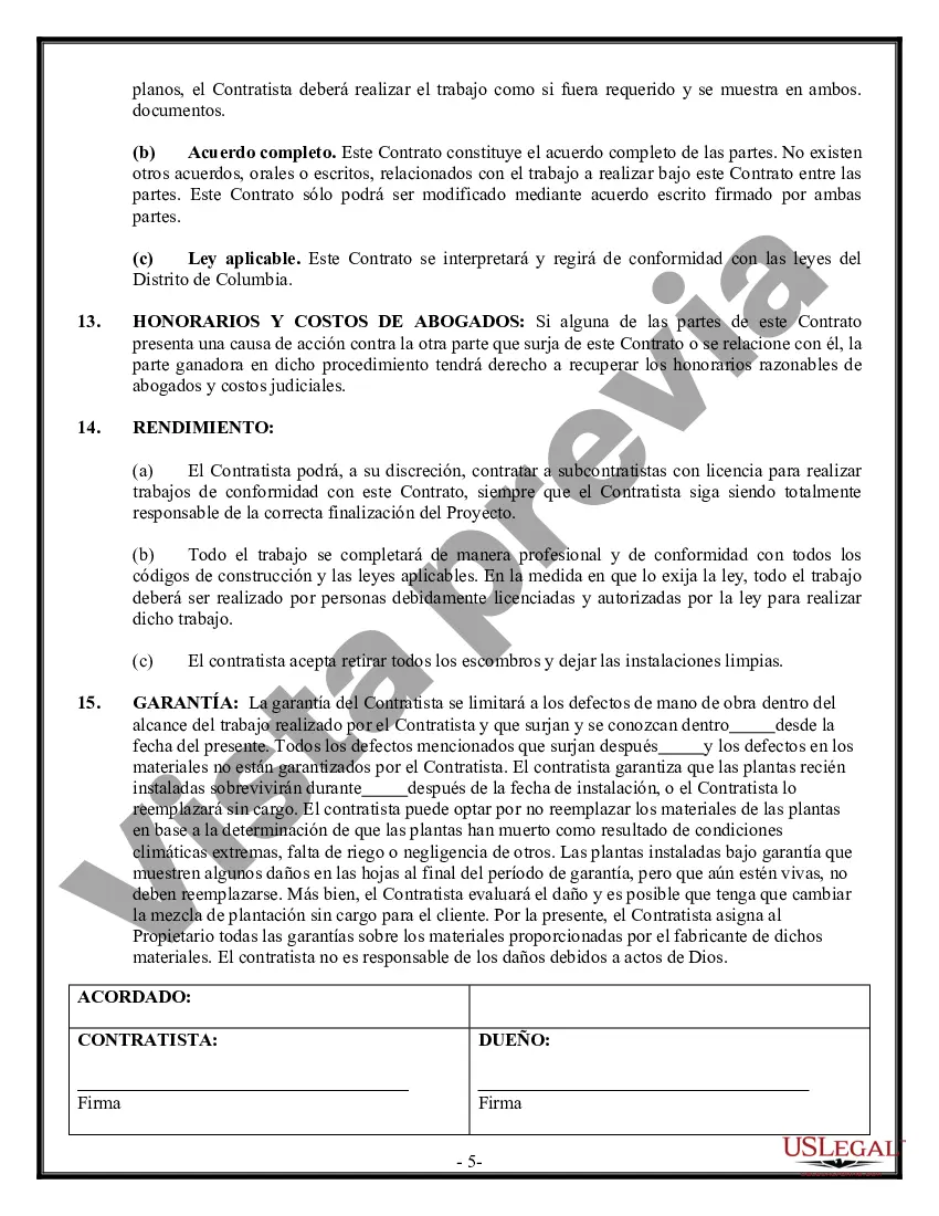Preview Contrato de paisajismo para contratista