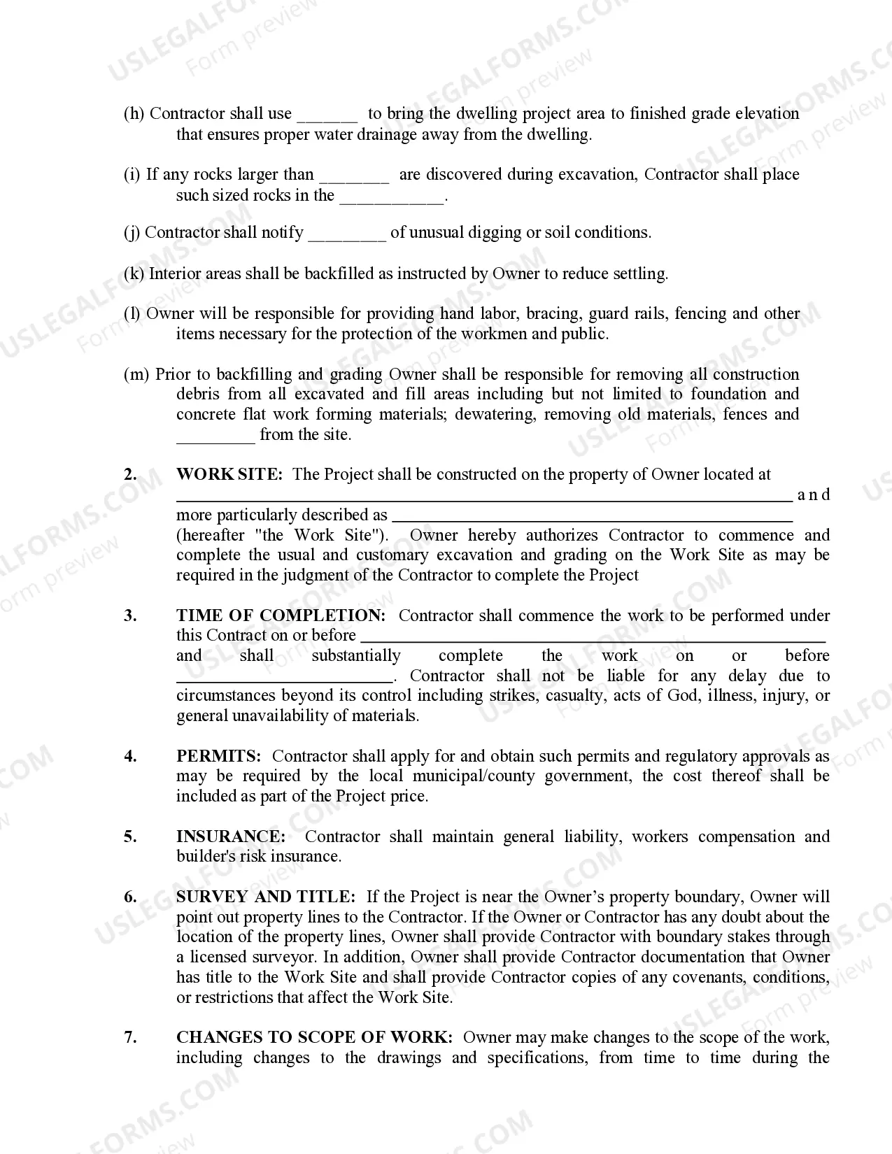Preview Excavator Contract for Contractor