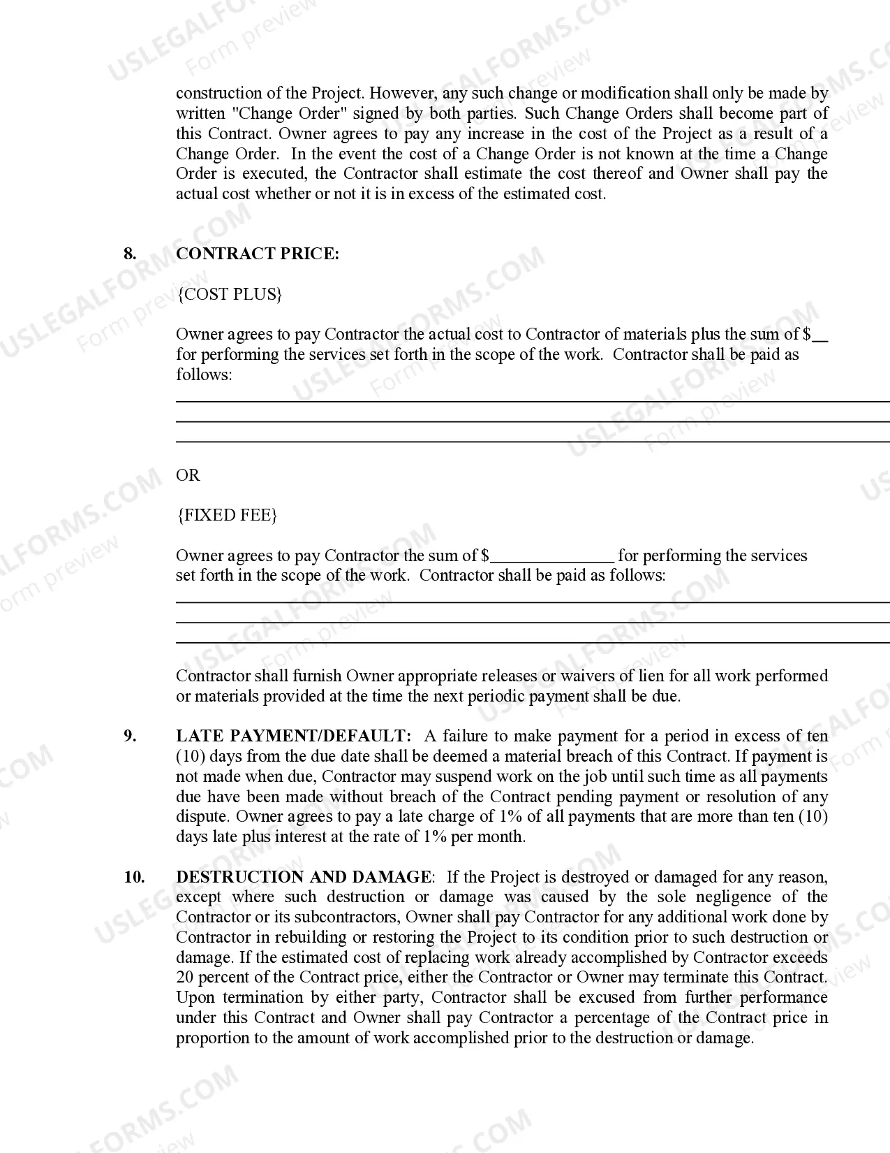 Preview Excavator Contract for Contractor