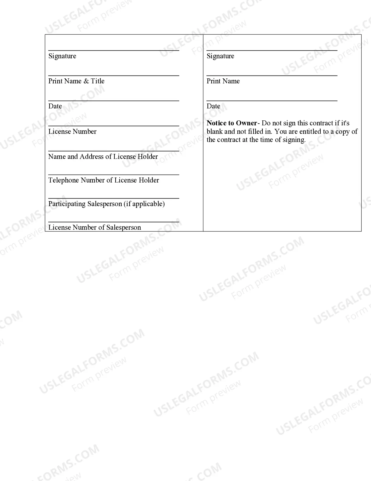 Preview Excavator Contract for Contractor