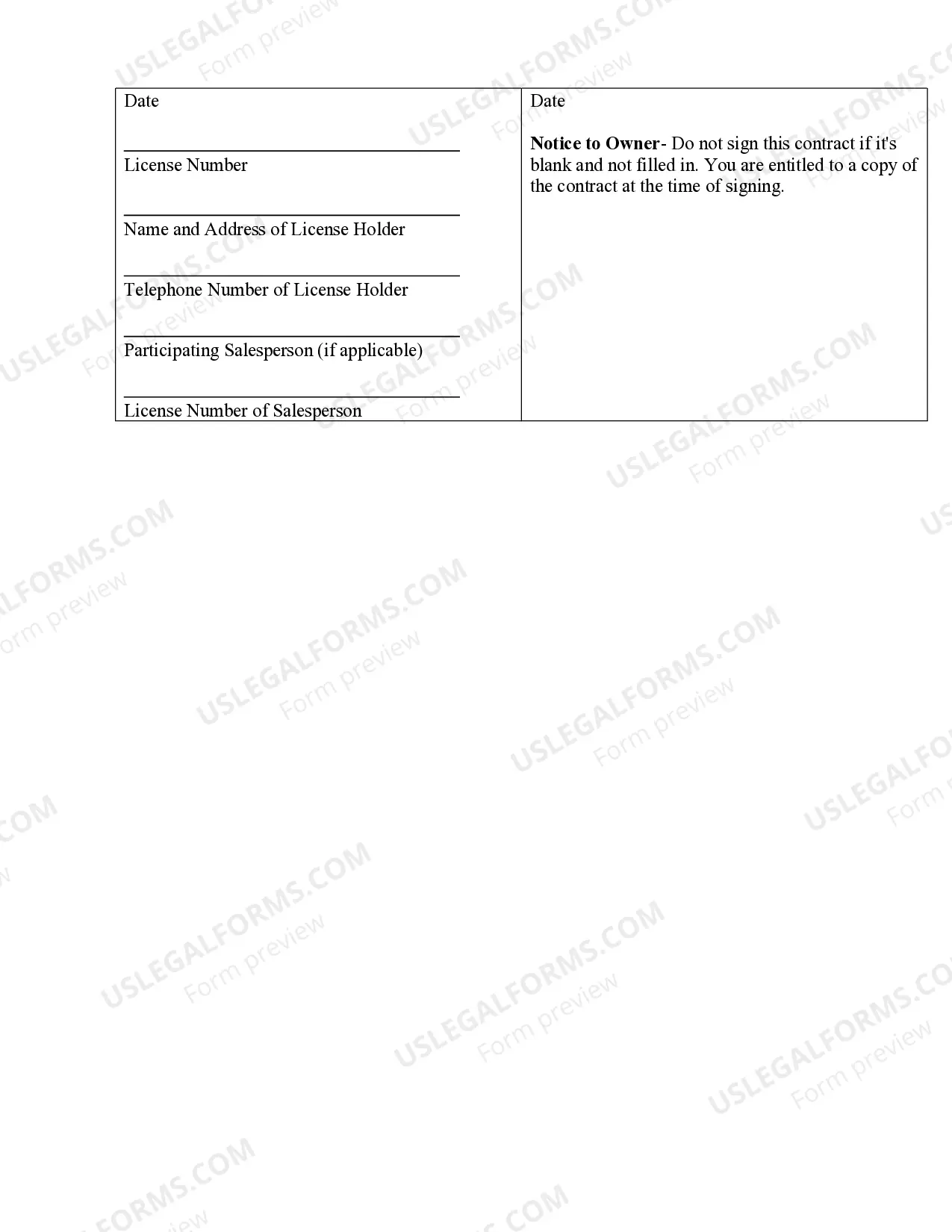 Preview Renovation Contract for Contractor