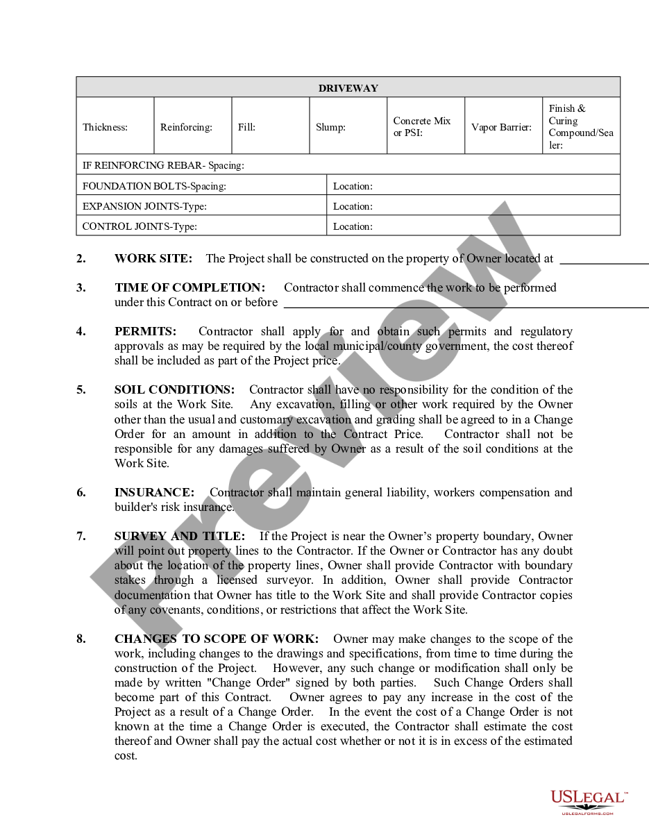 page 1 Concrete Mason Contract for Contractor preview