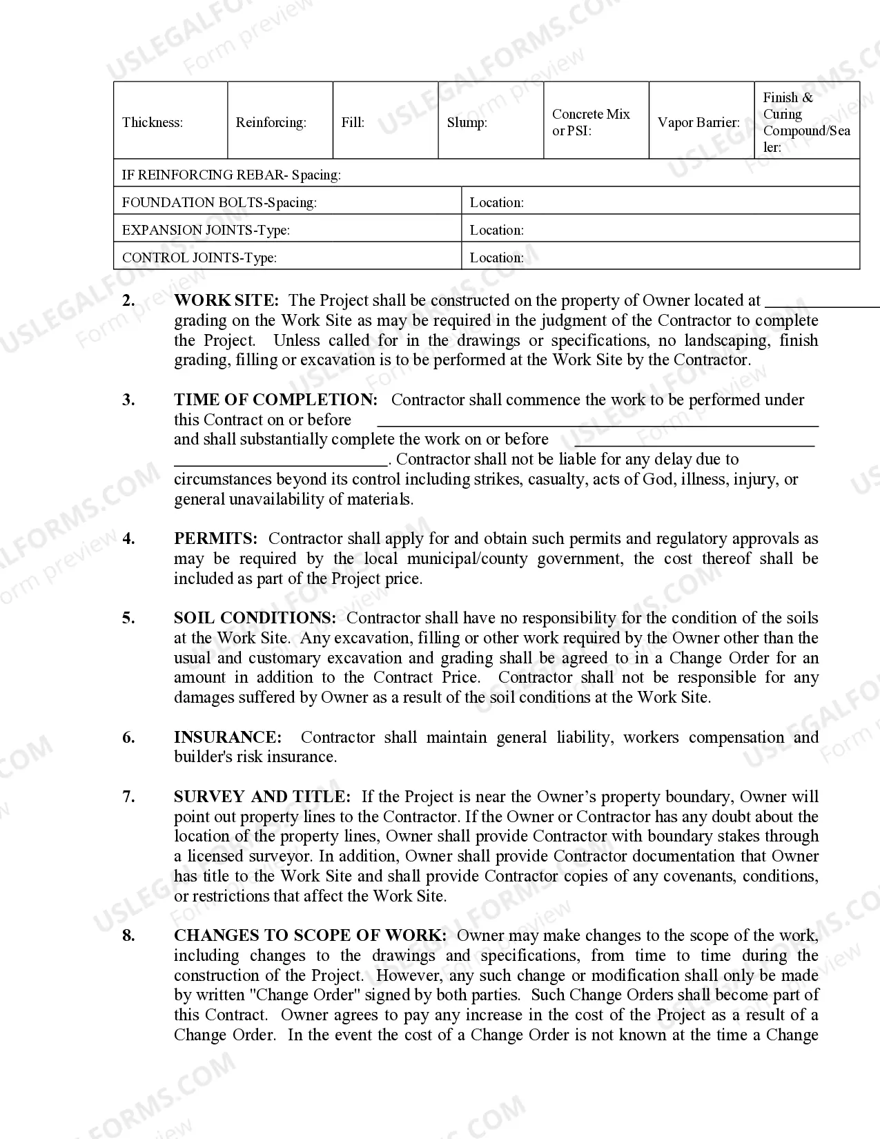 Preview Concrete Mason Contract for Contractor