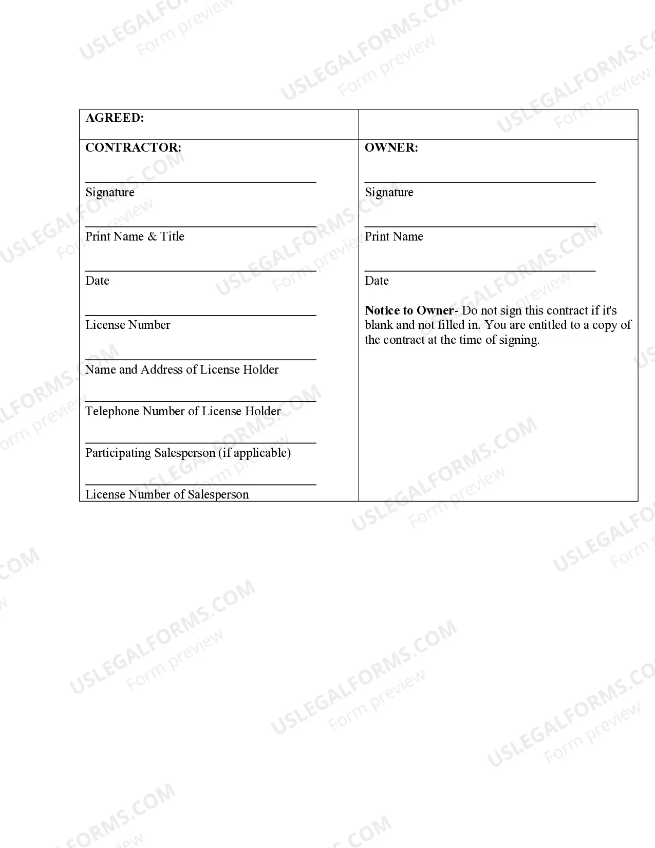 Preview Demolition Contract for Contractor