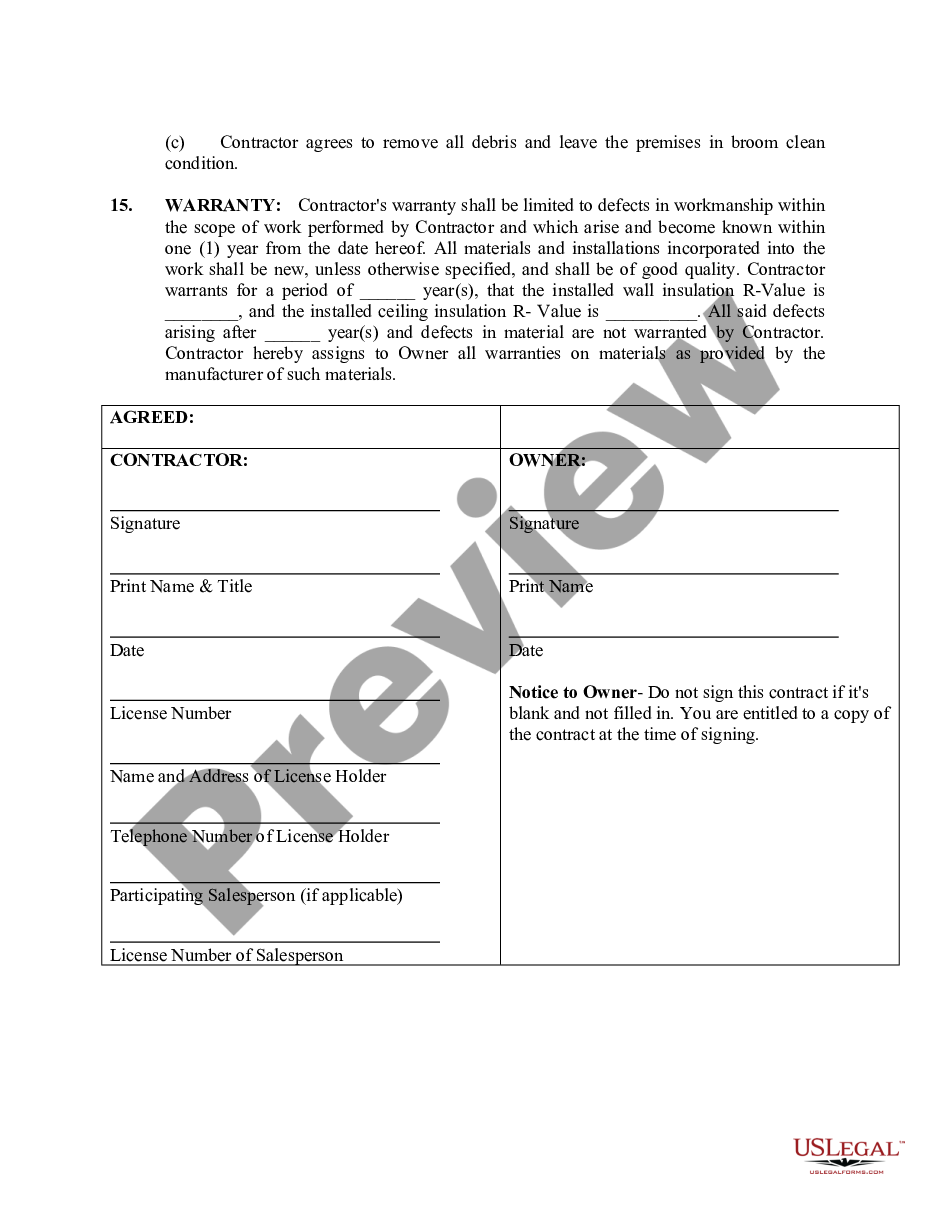 page 3 Insulation Contract for Contractor preview