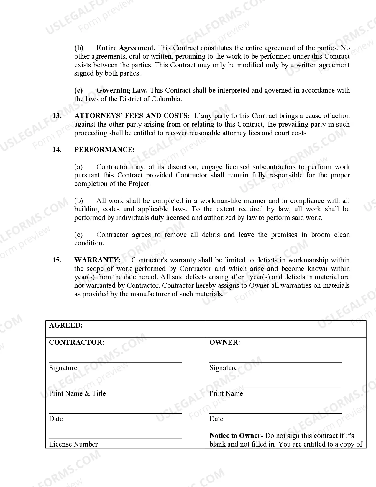 Preview Siding Contract for Contractor