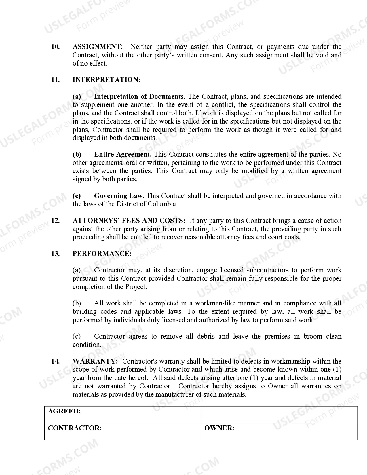 Preview Refrigeration Contract for Contractor