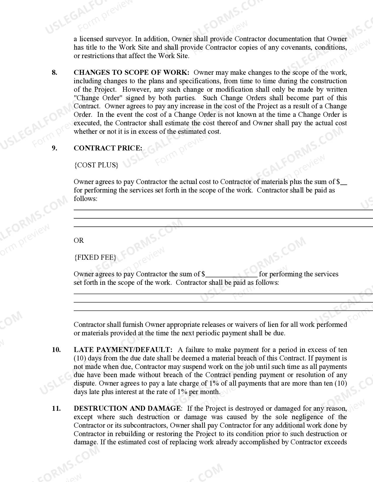 Preview Drainage Contract for Contractor