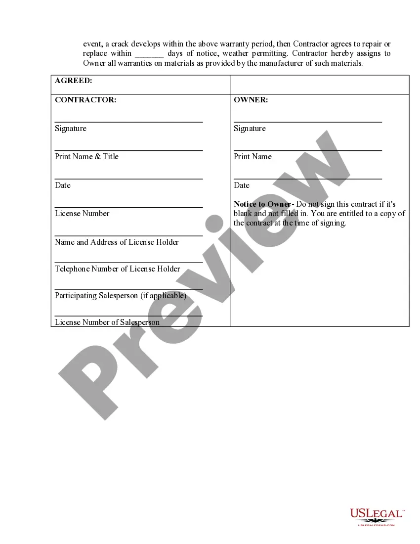 Preview Foundation Contract for Contractor