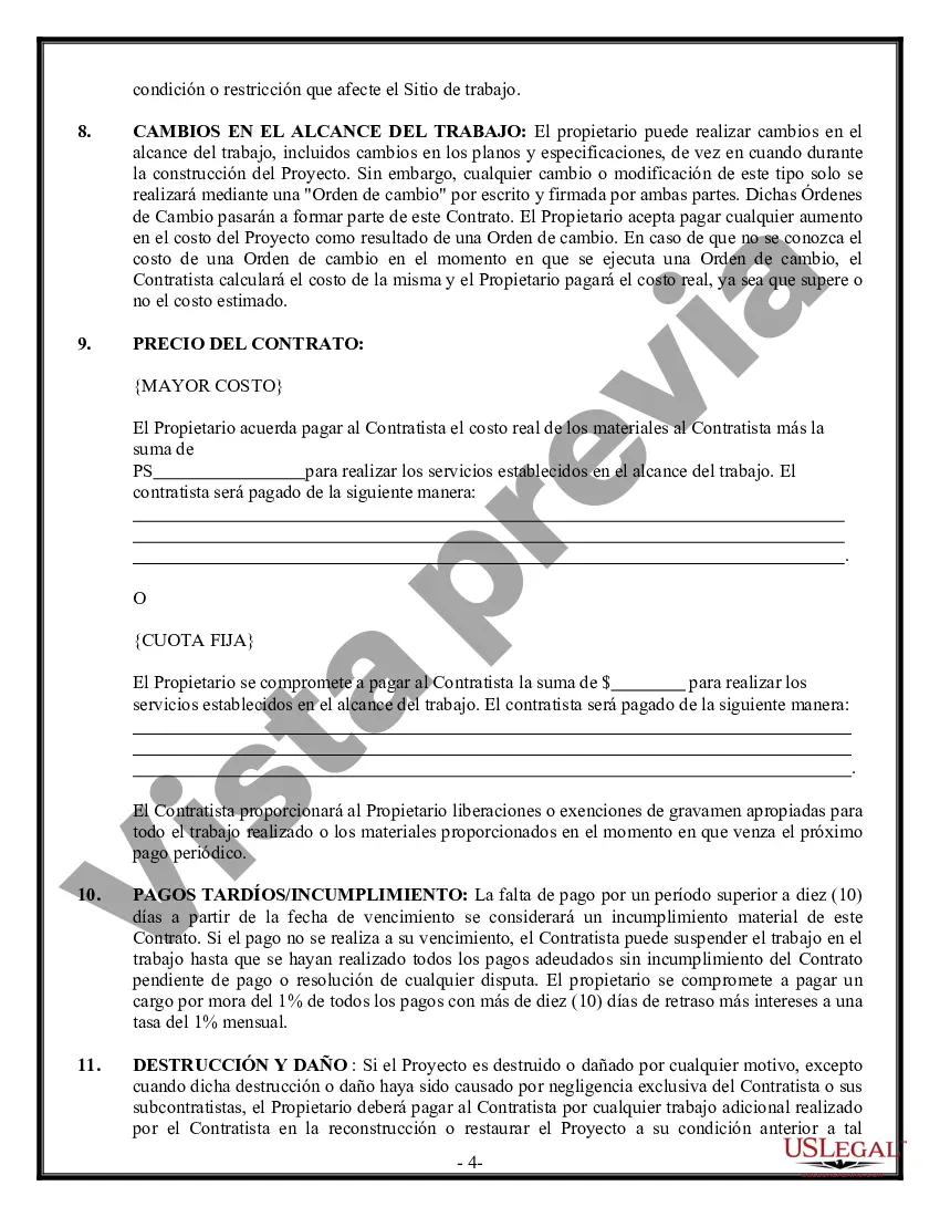 Preview Contrato de plomería para contratista