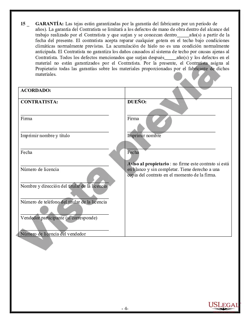 Preview Contrato de techado para contratista