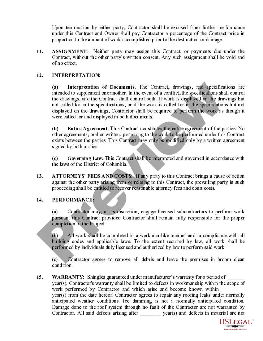 Preview Roofing Contract for Contractor