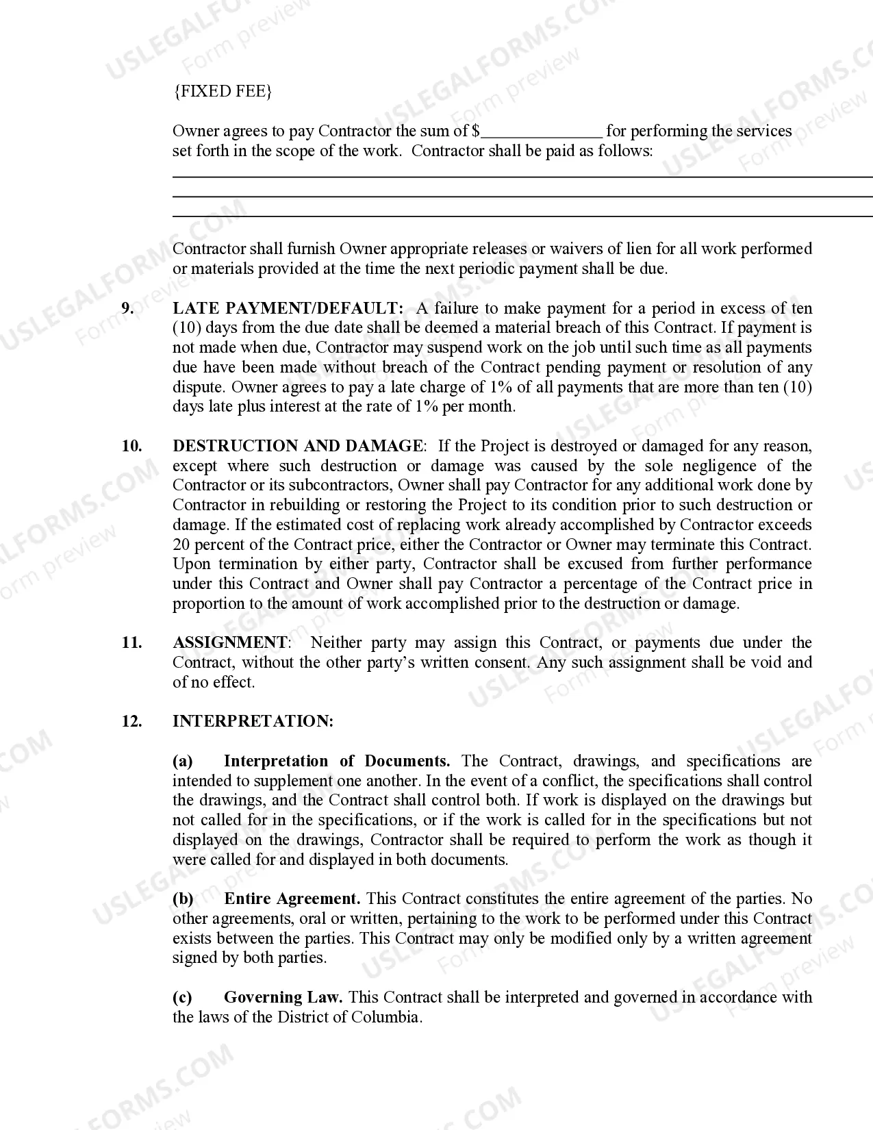 Preview Electrical Contract for Contractor