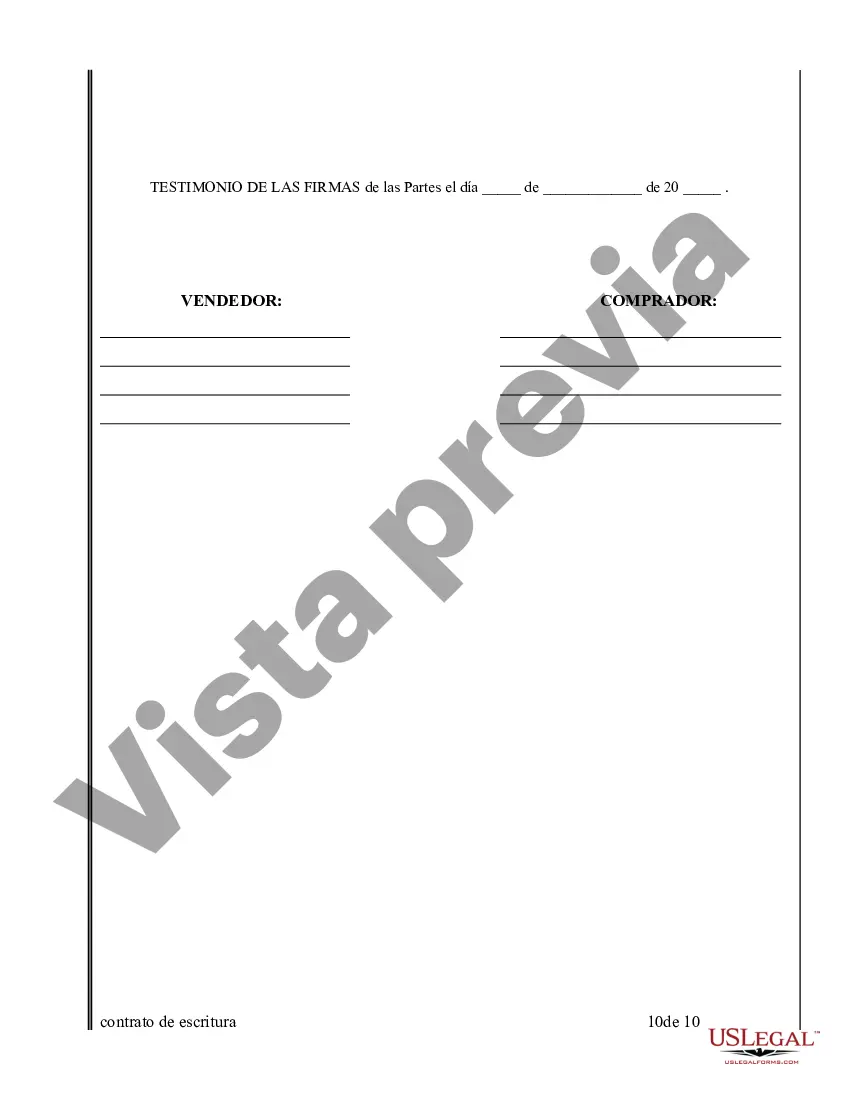 Preview Acuerdo o Contrato de Escritura de Venta y Compra de Bienes Raíces a/k/a Terreno o Contrato de Ejecución