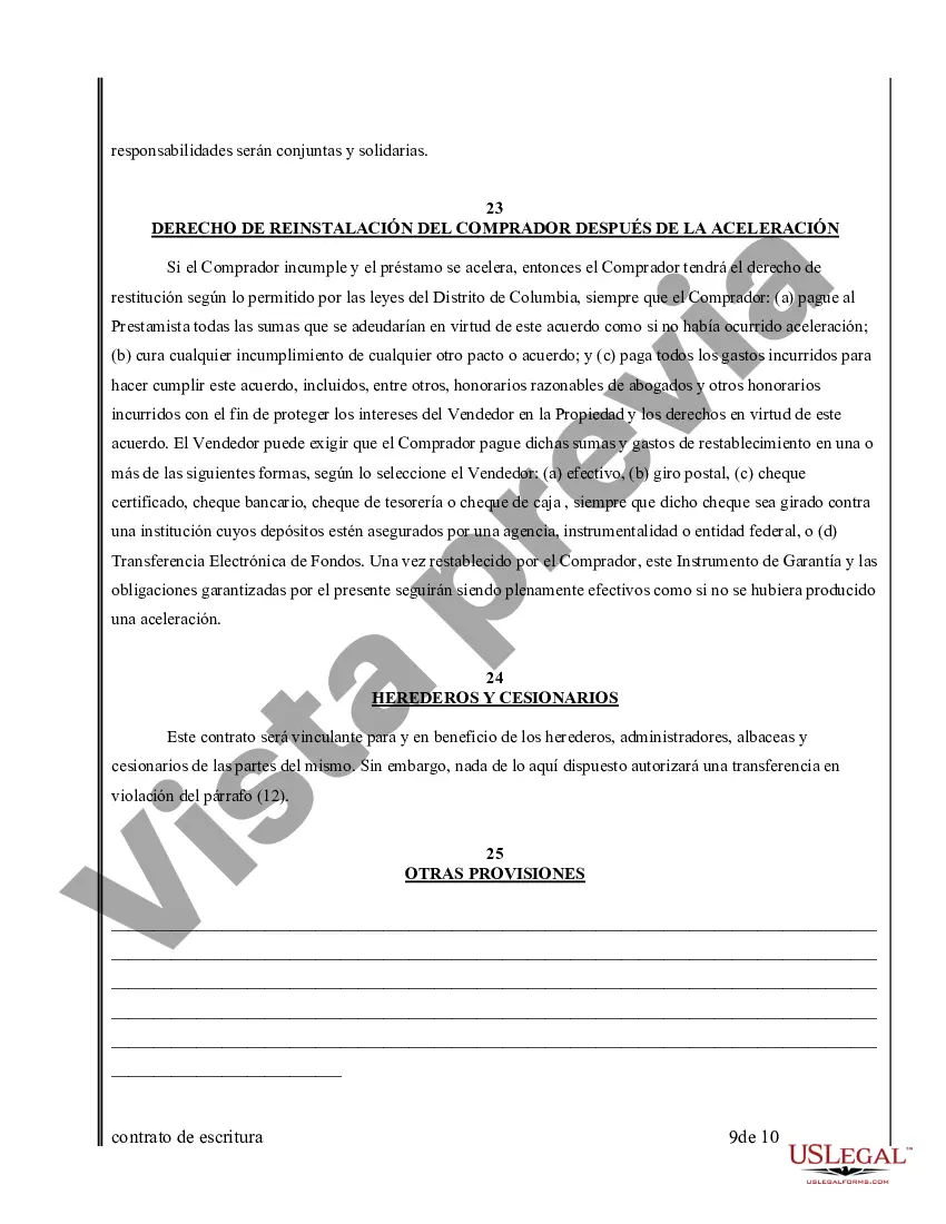 Preview Acuerdo o Contrato de Escritura de Venta y Compra de Bienes Raíces a/k/a Terreno o Contrato de Ejecución
