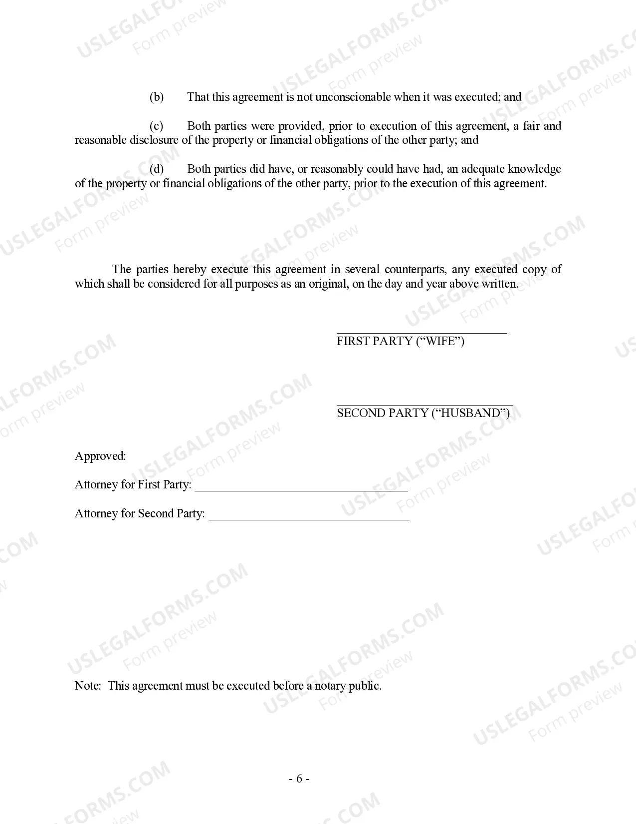 Preview District of Columbia Prenuptial Premarital Agreement without Financial Statements