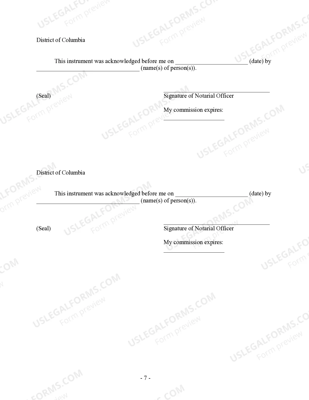 Preview District of Columbia Prenuptial Premarital Agreement without Financial Statements