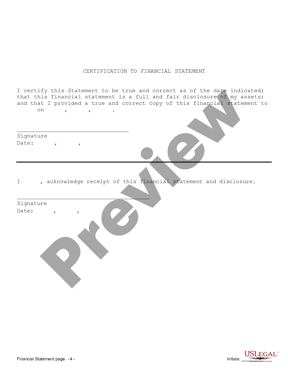 page 8 Financial Statements only in Connection with Prenuptial Premarital Agreement preview