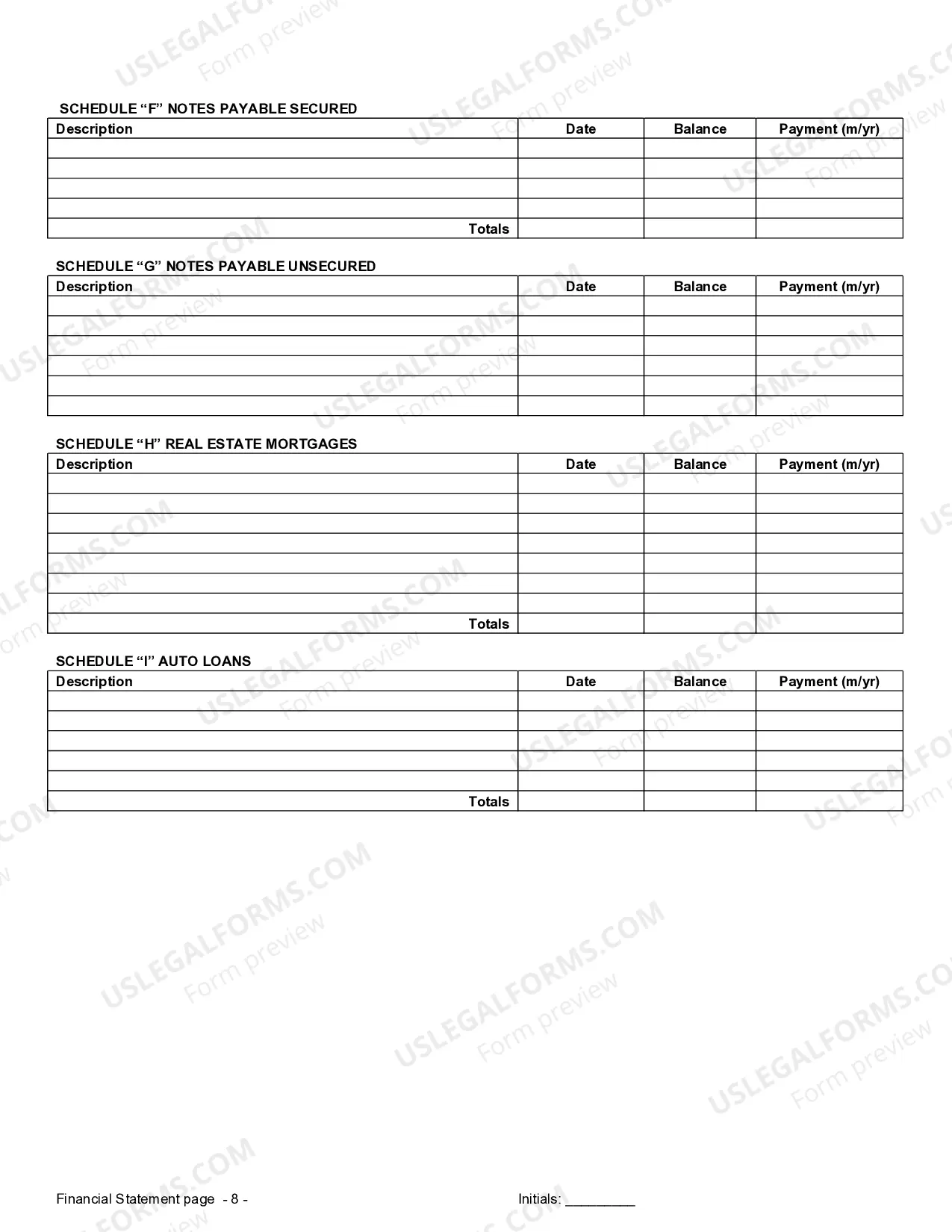 Preview Financial Statements only in Connection with Prenuptial Premarital Agreement