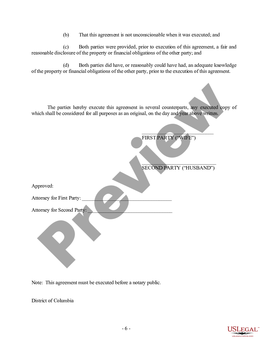 page 5 DC Prenuptial Premarital Agreement with Financial Statements preview
