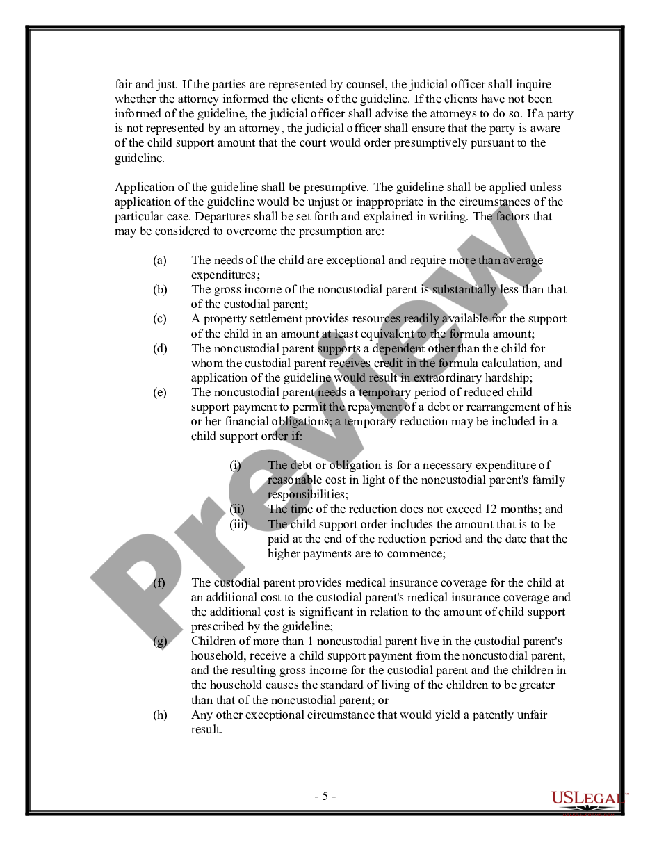 page 4 No-Fault Agreed Uncontested Divorce Package for Dissolution of Marriage for people with Minor Children preview