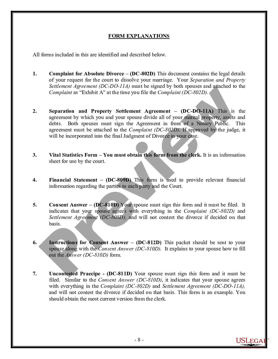 page 7 No-Fault Agreed Uncontested Divorce Package for Dissolution of Marriage for people with Minor Children preview
