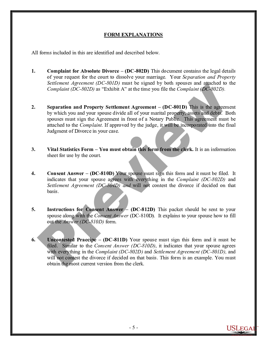 page 4 No-Fault Agreed Uncontested Divorce Package for Dissolution of Marriage for Persons with No Children with or without Property and Debts preview