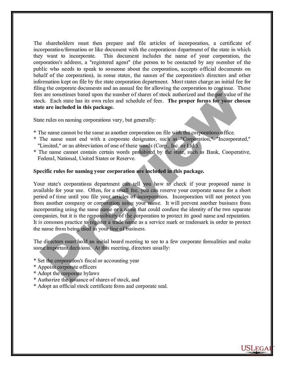 page 2 District of Columbia Business Incorporation Package to Incorporate Corporation preview