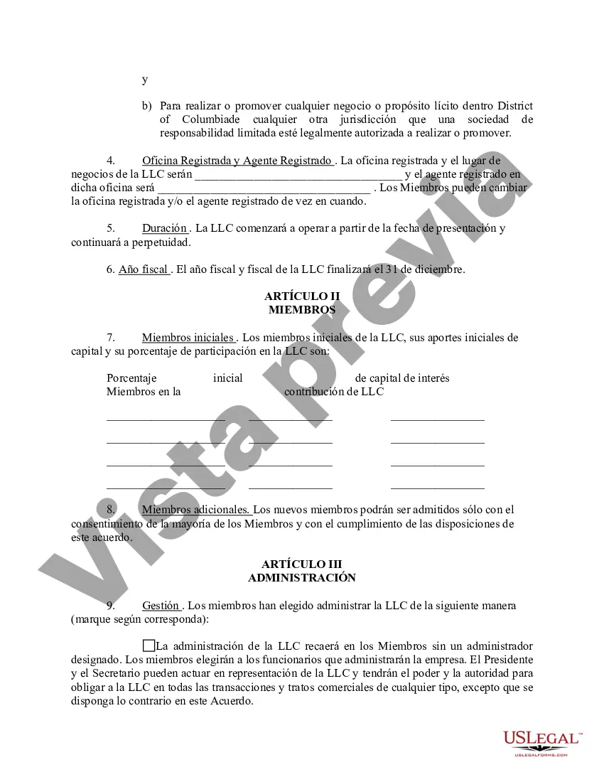 Preview Acuerdo Operativo de Sociedad de Responsabilidad Limitada LLC