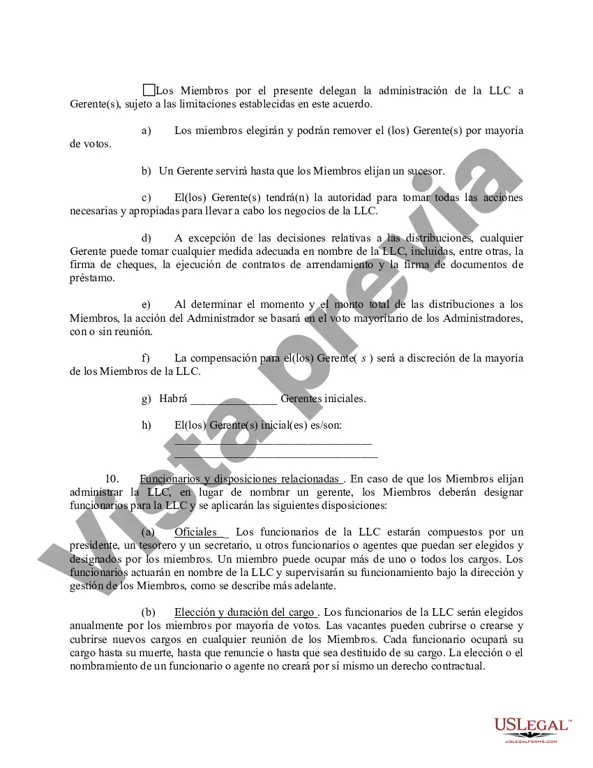 Preview Acuerdo Operativo de Sociedad de Responsabilidad Limitada LLC