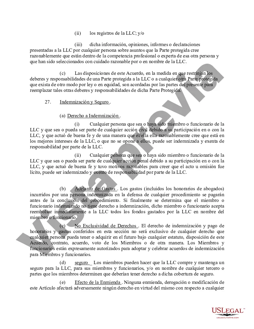 Preview Acuerdo Operativo de Sociedad de Responsabilidad Limitada LLC