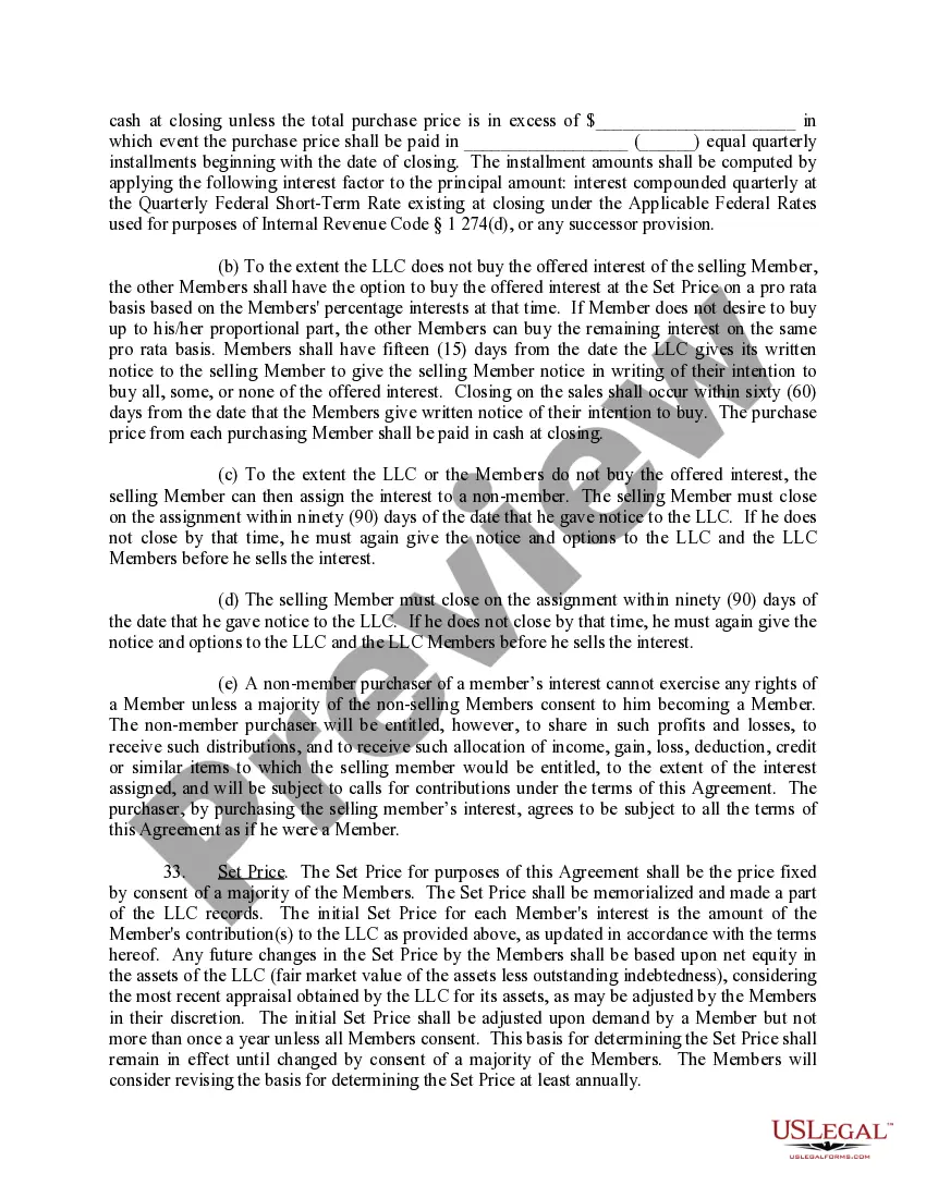 Preview Limited Liability Company LLC Operating Agreement