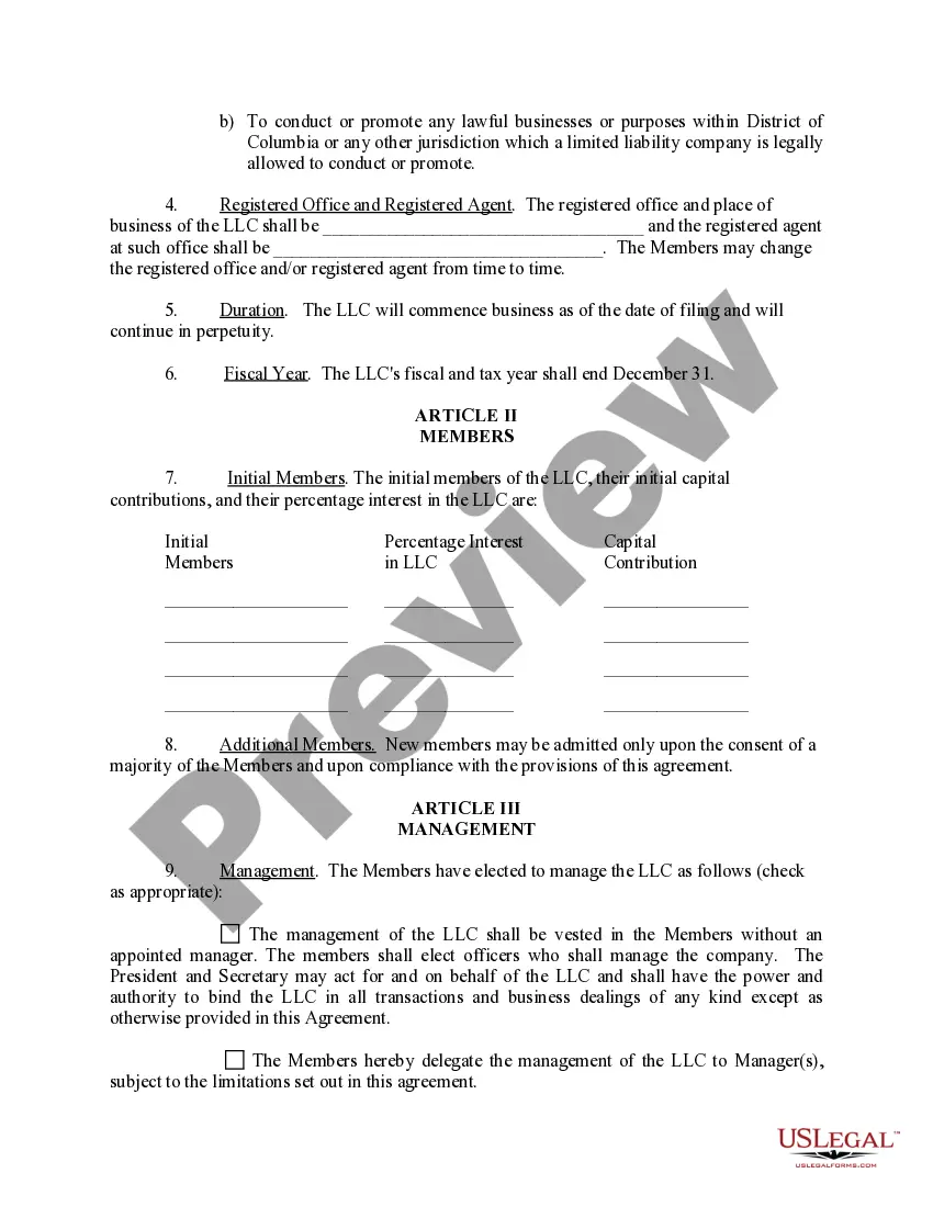 Preview Limited Liability Company LLC Operating Agreement