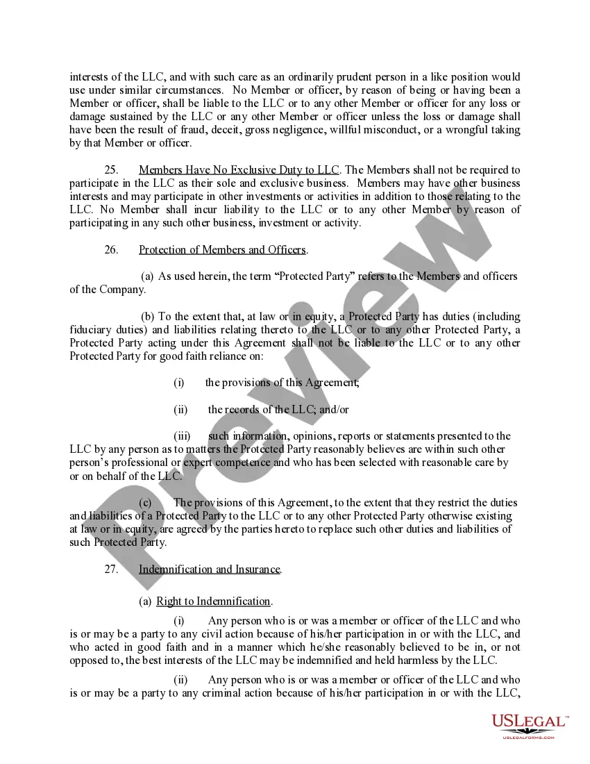 Preview Limited Liability Company LLC Operating Agreement