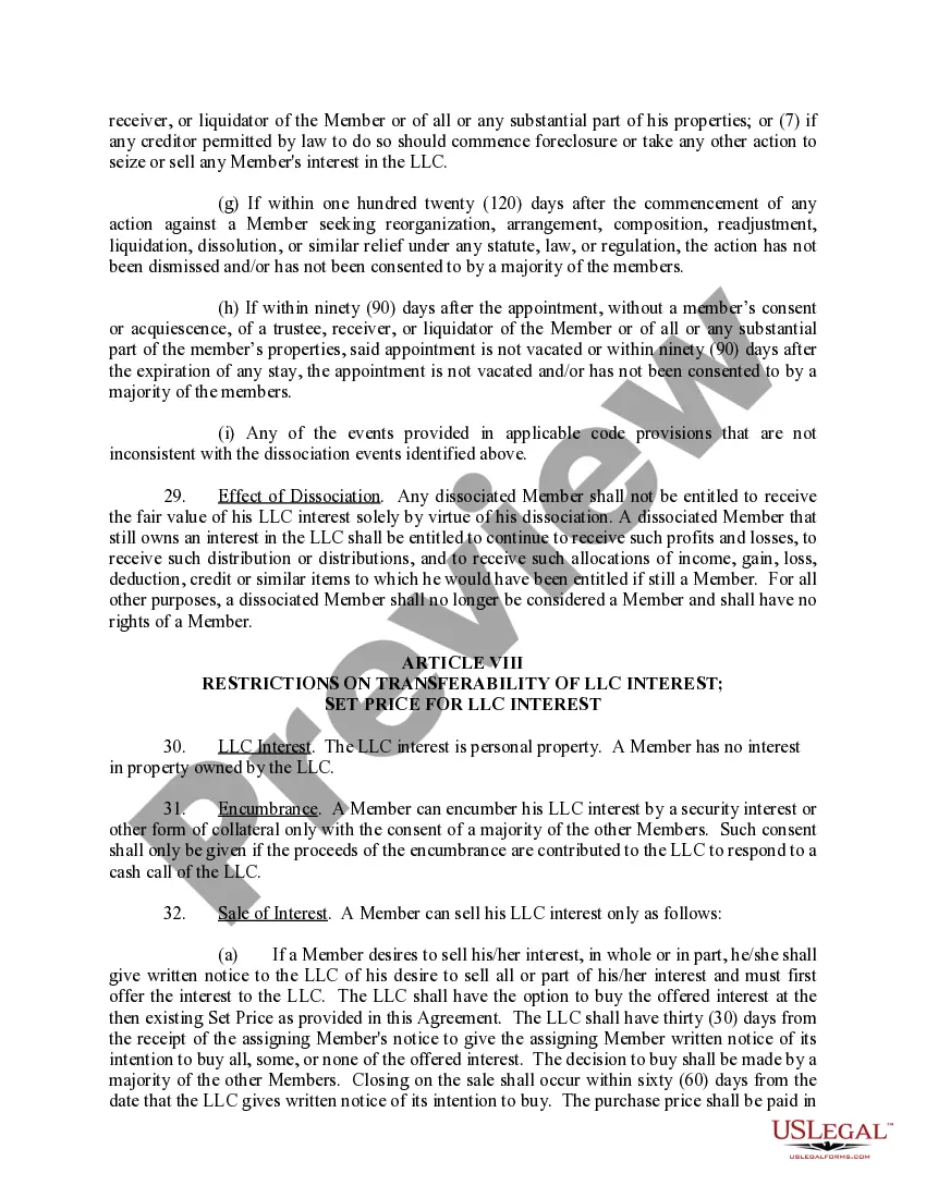 Preview Limited Liability Company LLC Operating Agreement