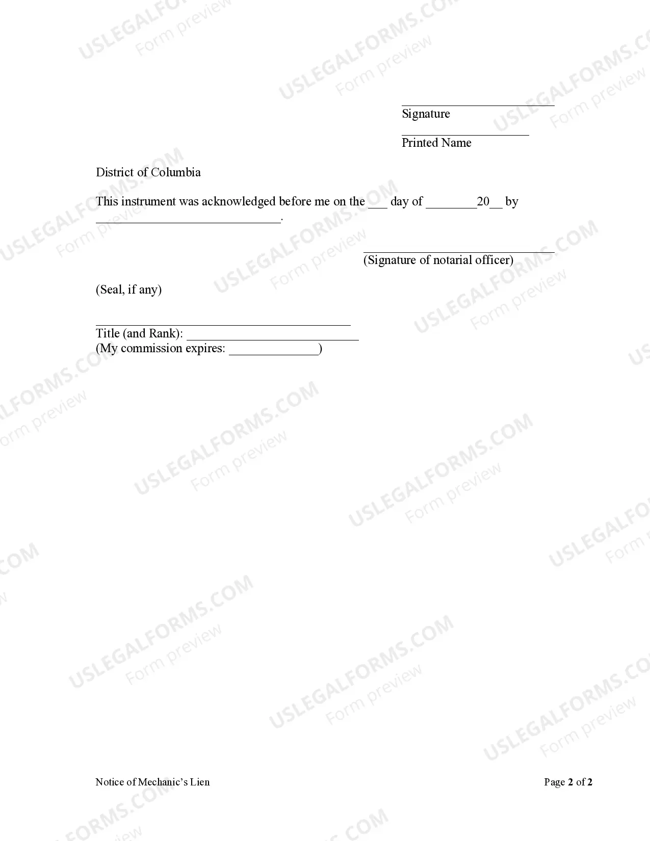 Preview Notice of Claim of Lien by Individual