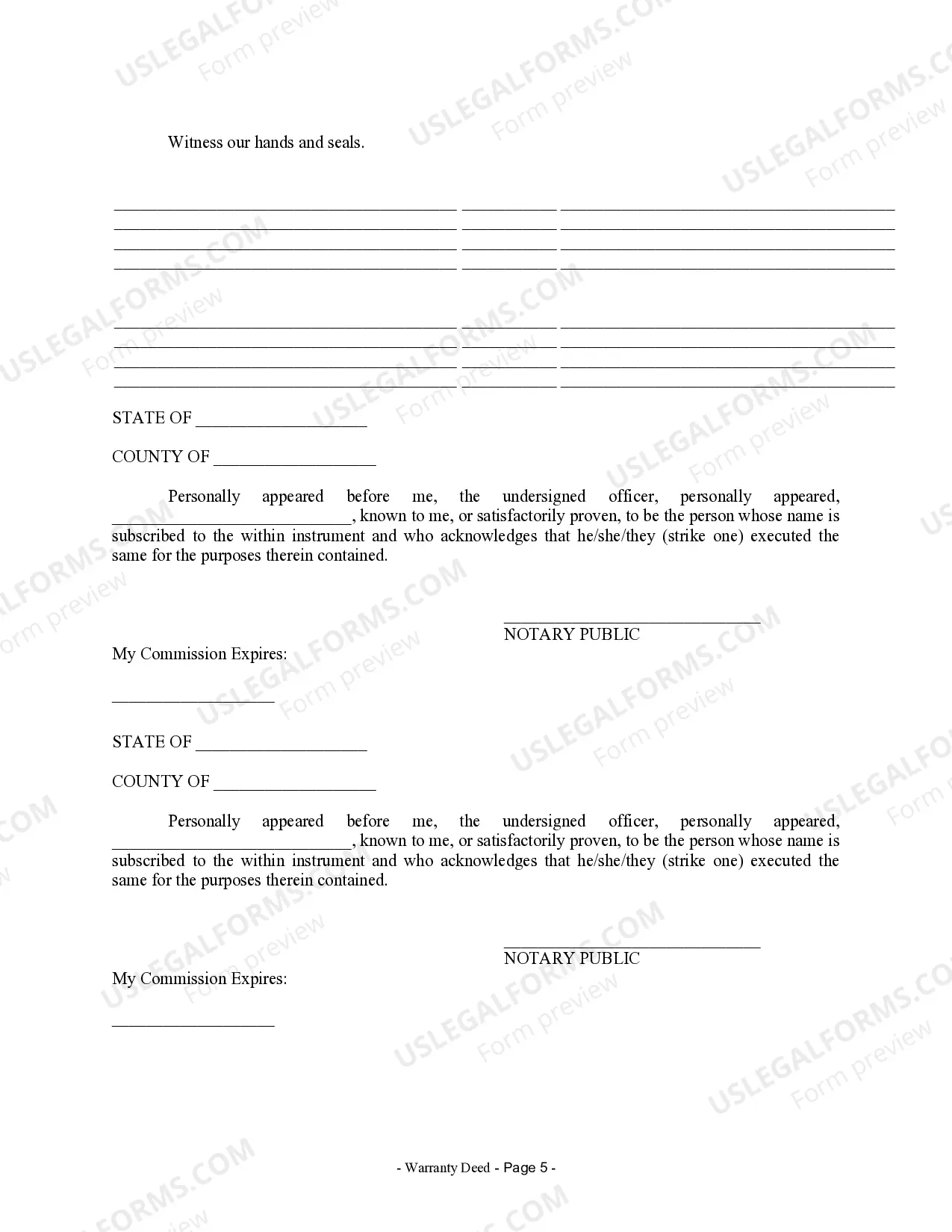 Preview Warranty Deed from Husband and Wife to a Trust