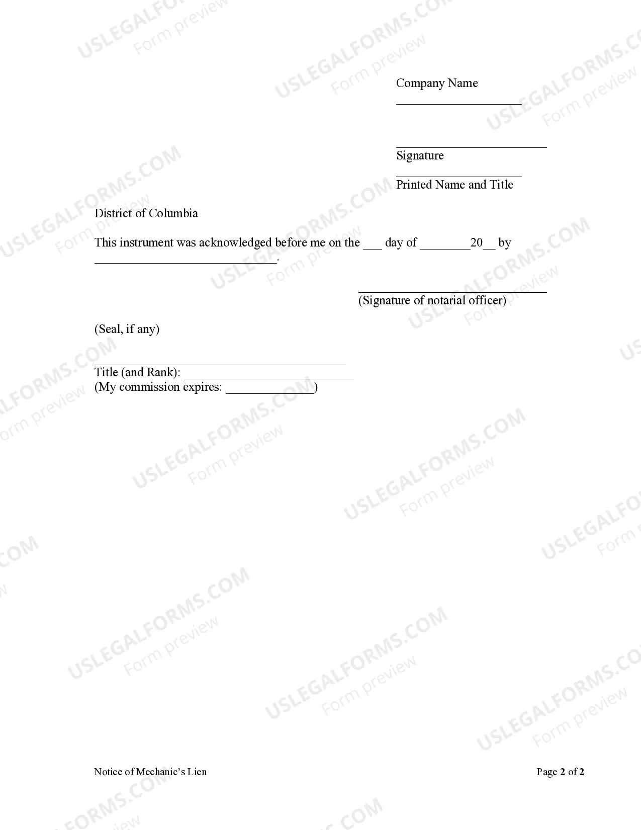 Preview Notice of Claim of Lien by Corporation