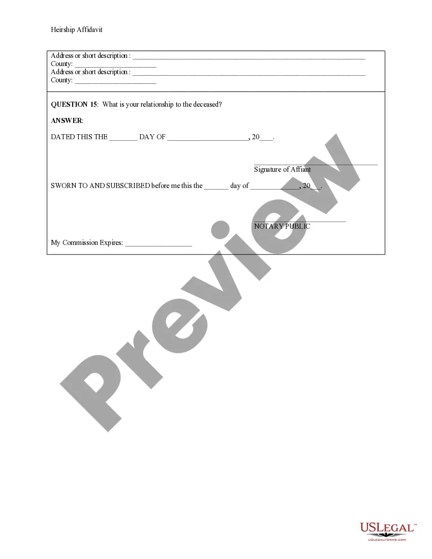 Get Heirship Affidavit - Descent Preview Heirship Affidavit - Descent