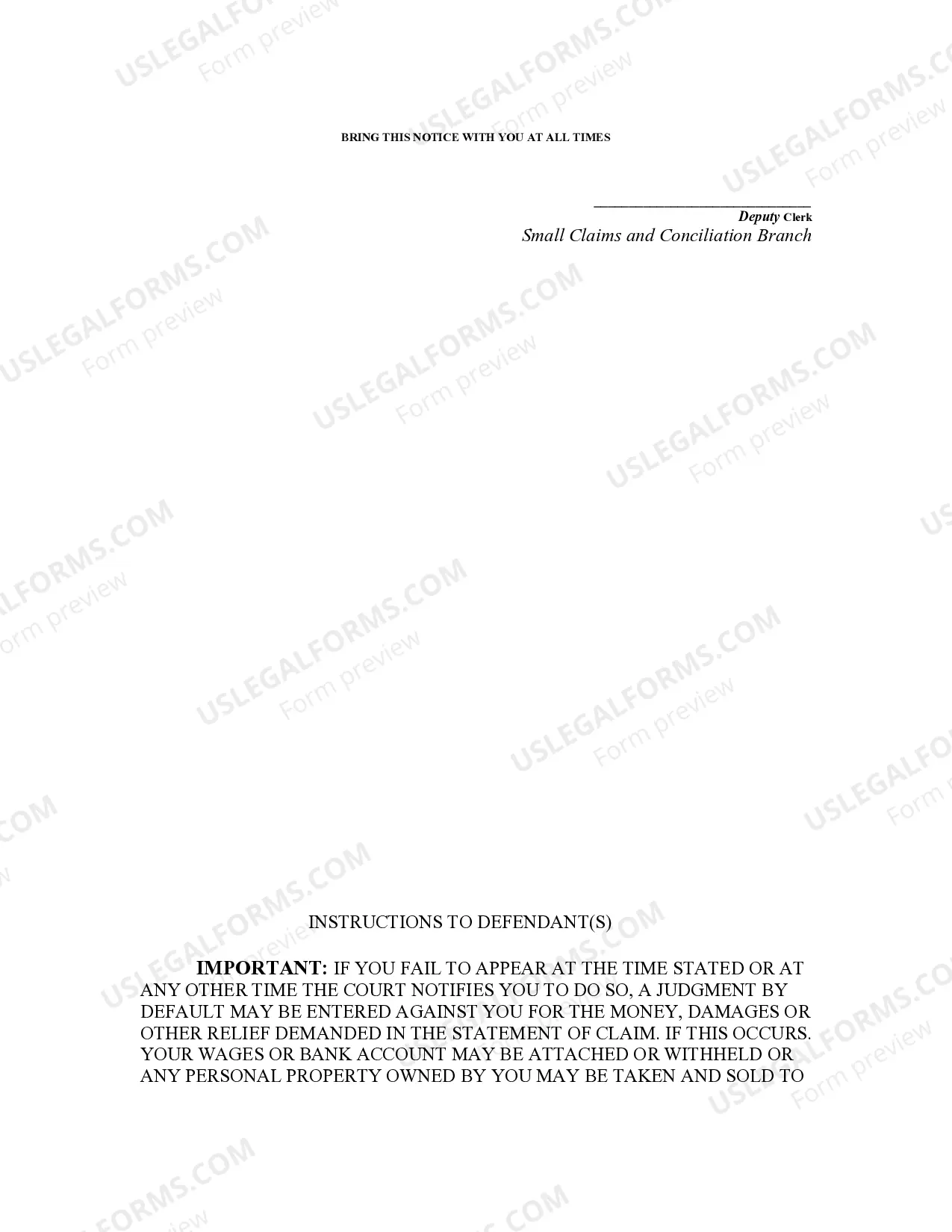 Preview Statement of Claim