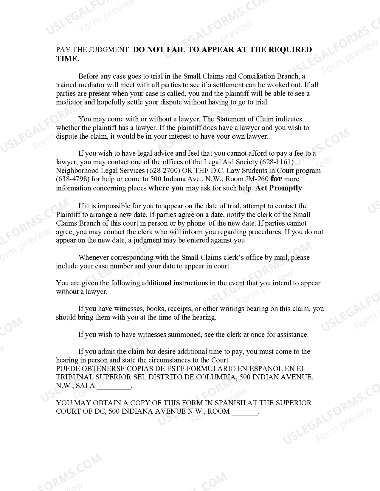 Preview Statement of Claim