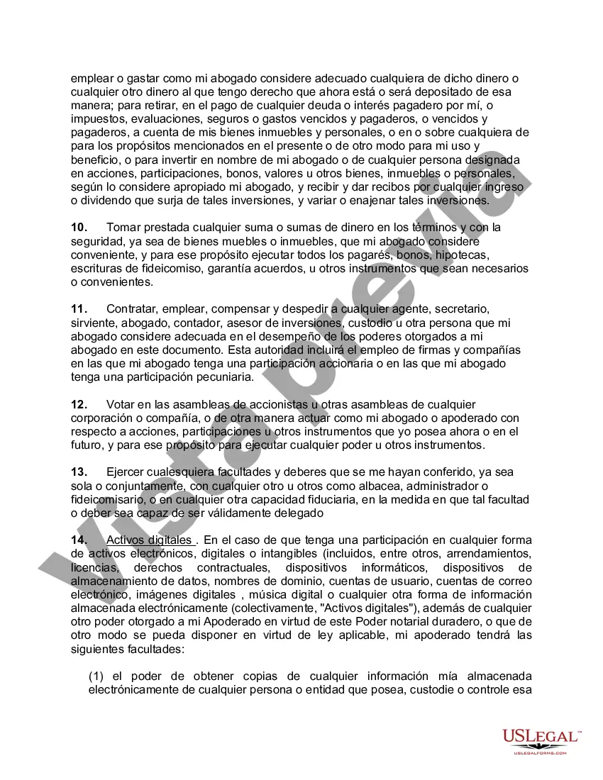 Preview Poder notarial general y duradero de Springing