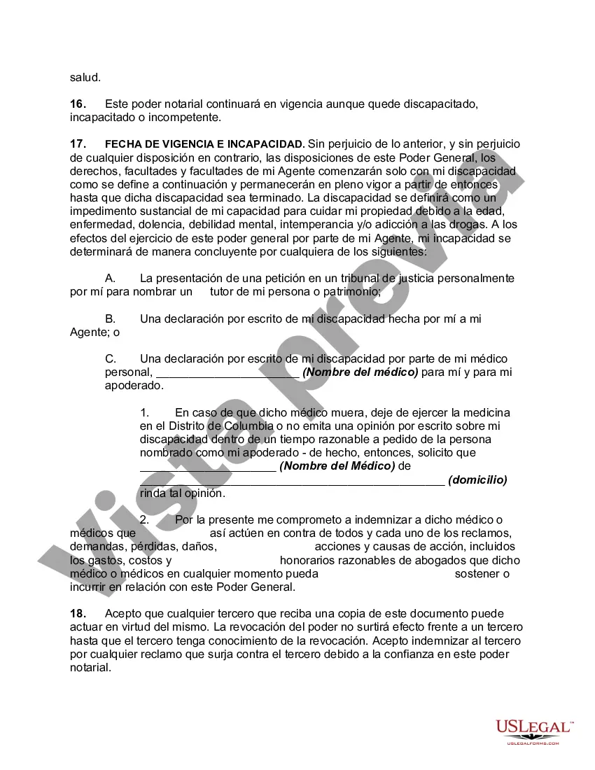 Preview Poder notarial general y duradero de Springing