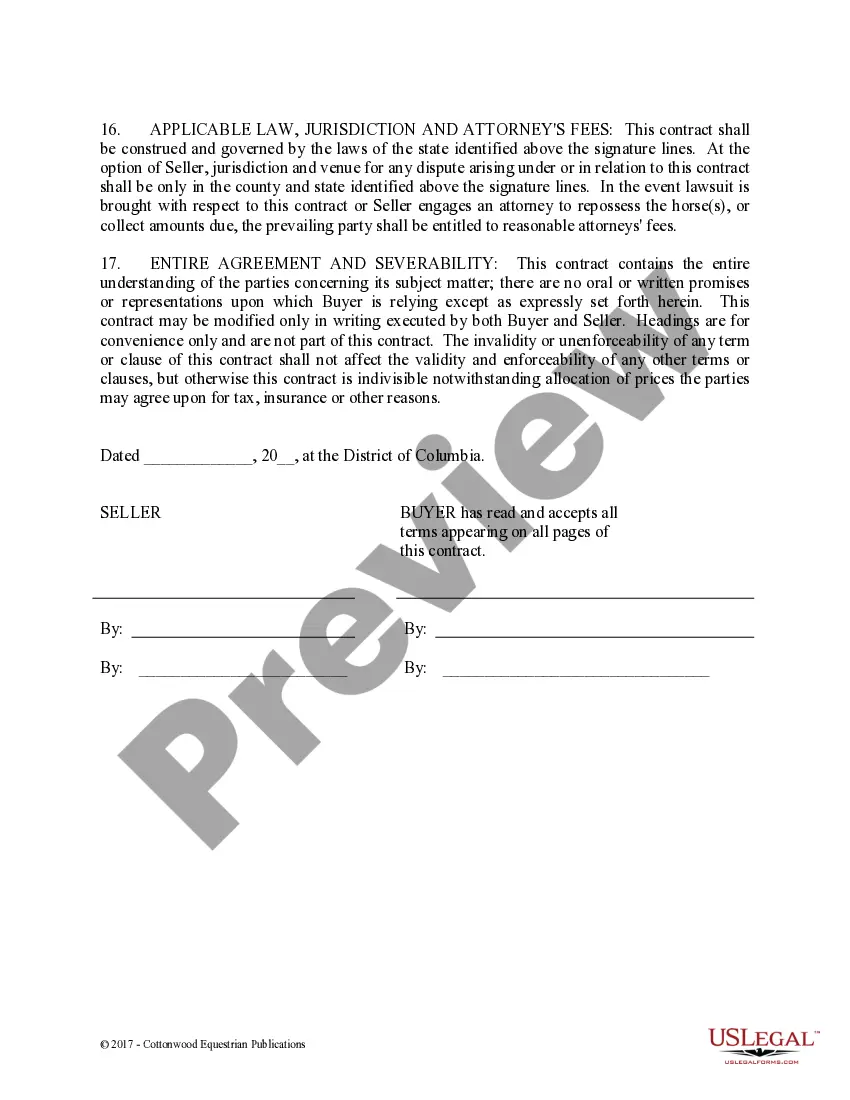 Preview Installment Purchase and Security Agreement With Limited Warranties - Horse Equine Forms
