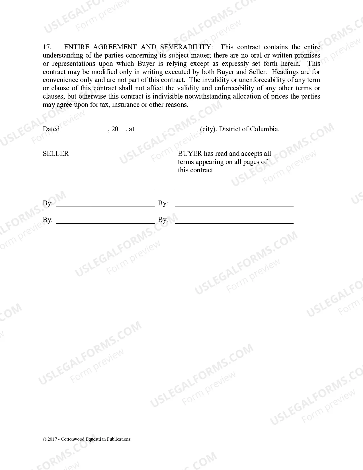 Preview Installment Purchase and Security Agreement Without Limited Warranties - Horse Equine Forms